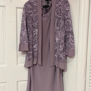 R&M Richards Lavender Embroidered Jacket & Slip Dress Set